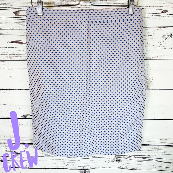 J. Crew Purple w/ Blue Polka Dots Pencil Skirt - 6